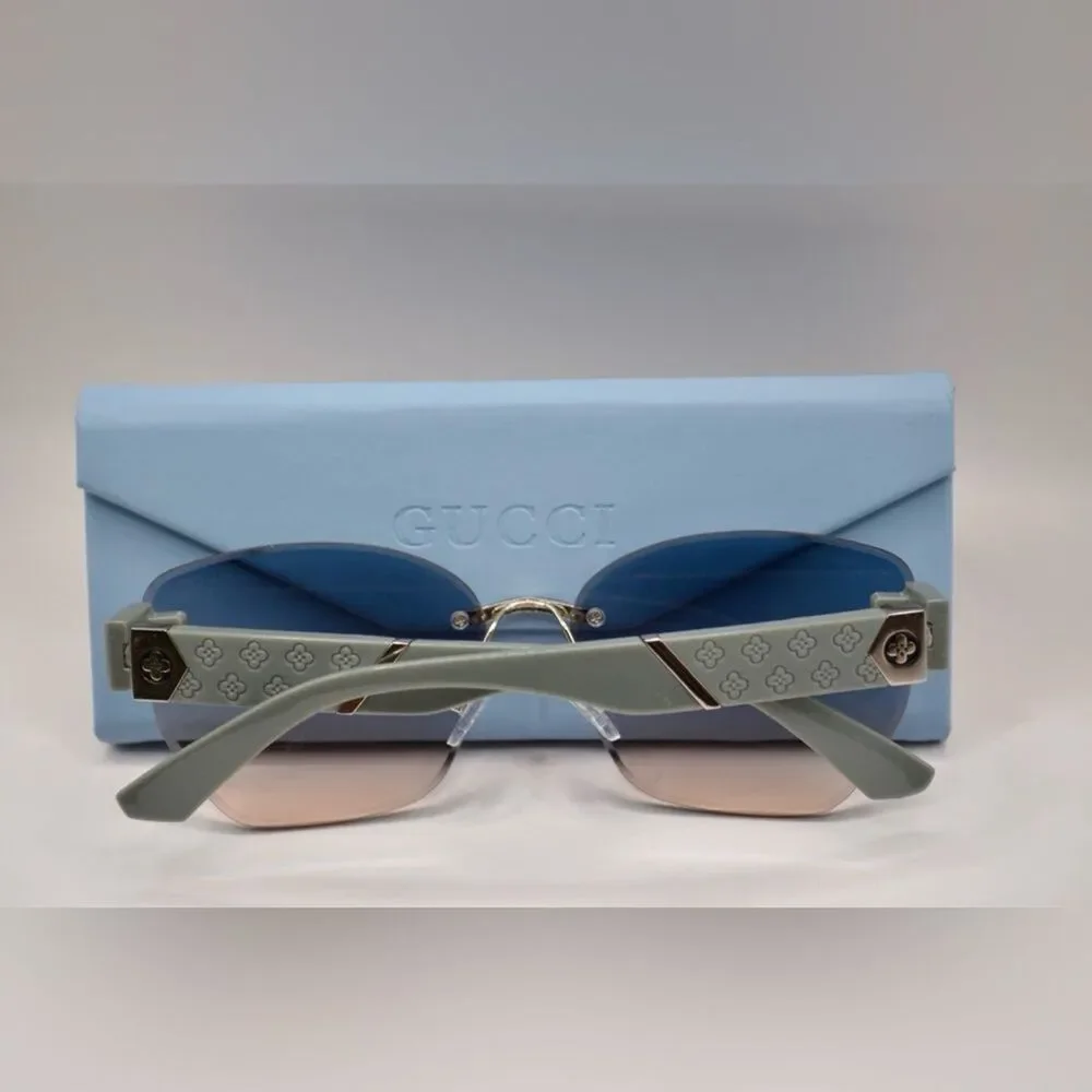 Gucci Women’s Sunglasses | Silver & Grey-Blue Frame | Blue-Brown Gradient Lens - Picture 12 of 16